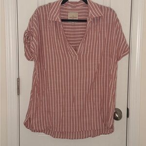 Casa cabana Women's Pink Striped Button Down Size Large